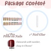 image:imageBABALAL Press On Nails Long Square Fake Nails Rainbow amp Gold Bead Accents Glossy Boho Tropical Summer Glue On Nails for Women and Girls 24PcsbbfnH00301