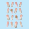 image:imageBABALAL Press On Nails Long Square Fake Nails Rainbow amp Gold Bead Accents Glossy Boho Tropical Summer Glue On Nails for Women and Girls 24PcsbbfnH004