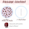 image:imageBABALAL Press On Nails Long Square Fake Nails Rainbow amp Gold Bead Accents Glossy Boho Tropical Summer Glue On Nails for Women and Girls 24PcsbbfnH002