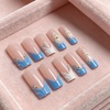 image:imageBABALAL Press On Nails Long Square Fake Nails Rainbow amp Gold Bead Accents Glossy Boho Tropical Summer Glue On Nails for Women and Girls 24PcsbbfnH00401