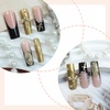 image:imageBABALAL Press On Nails Long Square Fake Nails Rainbow amp Gold Bead Accents Glossy Boho Tropical Summer Glue On Nails for Women and Girls 24PcsbbfnH00303