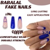 image:imageBABALAL Press On Nails Long Square Fake Nails Rainbow amp Gold Bead Accents Glossy Boho Tropical Summer Glue On Nails for Women and Girls 24PcsbbfnH003