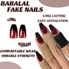 image:imageBABALAL Press On Nails Long Square Fake Nails Rainbow amp Gold Bead Accents Glossy Boho Tropical Summer Glue On Nails for Women and Girls 24PcsbbfnH007
