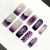 image:imageBABALAL Press On Nails Long Square Fake Nails Rainbow amp Gold Bead Accents Glossy Boho Tropical Summer Glue On Nails for Women and Girls 24PcsbbfnH00502
