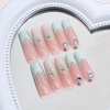 image:imageBABALAL Press On Nails Long Square Fake Nails Rainbow amp Gold Bead Accents Glossy Boho Tropical Summer Glue On Nails for Women and Girls 24PcsbbfnH009