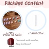 image:imageBABALAL Press On Nails Long Square Fake Nails Rainbow amp Gold Bead Accents Glossy Boho Tropical Summer Glue On Nails for Women and Girls 24PcsbbfnH00302