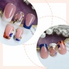 image:imageBABALAL Press On Nails Long Square Fake Nails Rainbow amp Gold Bead Accents Glossy Boho Tropical Summer Glue On Nails for Women and Girls 24PcsbbfnH001