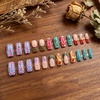 image:imageBABALAL Press On Nails Long Square Fake Nails Rainbow amp Gold Bead Accents Glossy Boho Tropical Summer Glue On Nails for Women and Girls 24PcsbbfnH00302