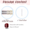 image:imageBABALAL Press On Nails Long Square Fake Nails Rainbow amp Gold Bead Accents Glossy Boho Tropical Summer Glue On Nails for Women and Girls 24PcsbbfnH00303