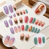 image:imageBABALAL Press On Nails Long Square Fake Nails Rainbow amp Gold Bead Accents Glossy Boho Tropical Summer Glue On Nails for Women and Girls 24PcsbbfnH00302