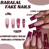 image:imageBABALAL Press On Nails Long Square Fake Nails Rainbow amp Gold Bead Accents Glossy Boho Tropical Summer Glue On Nails for Women and Girls 24PcsbbfnH008
