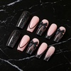 image:imageBABALAL Press On Nails Long Square Fake Nails Rainbow amp Gold Bead Accents Glossy Boho Tropical Summer Glue On Nails for Women and Girls 24PcsbbfnH00501