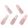 image:imageBABALAL Press On Nails Long Square Fake Nails Rainbow amp Gold Bead Accents Glossy Boho Tropical Summer Glue On Nails for Women and Girls 24PcsbbfnH011