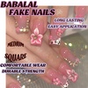 image:imageBABALAL Press On Nails Long Square Fake Nails Rainbow amp Gold Bead Accents Glossy Boho Tropical Summer Glue On Nails for Women and Girls 24PcsbbfnH01001