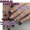 image:imageBABALAL Press On Nails Long Square Fake Nails Rainbow amp Gold Bead Accents Glossy Boho Tropical Summer Glue On Nails for Women and Girls 24PcsbbfnH013