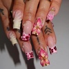 image:imageBABALAL Press On Nails Long Square Fake Nails Rainbow amp Gold Bead Accents Glossy Boho Tropical Summer Glue On Nails for Women and Girls 24PcsbbfnH010