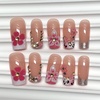 image:imageBABALAL Press On Nails Long Square Fake Nails Rainbow amp Gold Bead Accents Glossy Boho Tropical Summer Glue On Nails for Women and Girls 24PcsbbfnH01001