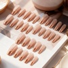 image:imageBABALAL Press On Nails Long Square Fake Nails Rainbow amp Gold Bead Accents Glossy Boho Tropical Summer Glue On Nails for Women and Girls 24PcsbbfnH019