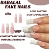 image:imageBABALAL Press On Nails Long Square Fake Nails Rainbow amp Gold Bead Accents Glossy Boho Tropical Summer Glue On Nails for Women and Girls 24PcsbbfnH011