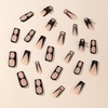 image:imageBABALAL Press On Nails Long Square Fake Nails Rainbow amp Gold Bead Accents Glossy Boho Tropical Summer Glue On Nails for Women and Girls 24PcsbbfnH013