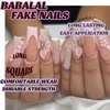 image:imageBABALAL Press On Nails Long Square Fake Nails Rainbow amp Gold Bead Accents Glossy Boho Tropical Summer Glue On Nails for Women and Girls 24PcsbbfnH014