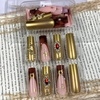 image:imageBABALAL Press On Nails Long Square Fake Nails Rainbow amp Gold Bead Accents Glossy Boho Tropical Summer Glue On Nails for Women and Girls 24PcsbbfnH022