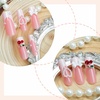 image:imageBABALAL Press On Nails Long Square Fake Nails Rainbow amp Gold Bead Accents Glossy Boho Tropical Summer Glue On Nails for Women and Girls 24PcsbbfnH026