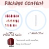 image:imageBABALAL Press On Nails Medium Almond Fake Nails Blue Yellow Brown with Star Polka Dot amp Stripe Swirl Design Y2K Retro Kawaii Glue On Nails for Women and Girls 24PcsFNf40401