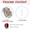 image:imageBABALAL Press On Nails Medium Almond Fake Nails Blue Yellow Brown with Star Polka Dot amp Stripe Swirl Design Y2K Retro Kawaii Glue On Nails for Women and Girls 24PcsFNf40304