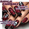 image:imageBABALAL Press On Nails Medium Almond Fake Nails Blue Yellow Brown with Star Polka Dot amp Stripe Swirl Design Y2K Retro Kawaii Glue On Nails for Women and Girls 24PcsFNf403blackred