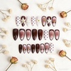 image:imageBABALAL Press On Nails Medium Almond Fake Nails Blue Yellow Brown with Star Polka Dot amp Stripe Swirl Design Y2K Retro Kawaii Glue On Nails for Women and Girls 24PcsFNf40305