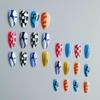 image:imageBABALAL Press On Nails Medium Almond Fake Nails Blue Yellow Brown with Star Polka Dot amp Stripe Swirl Design Y2K Retro Kawaii Glue On Nails for Women and Girls 24PcsFNf403polkadot