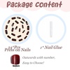 image:imageBABALAL Press On Nails Medium Almond Fake Nails Blue Yellow Brown with Star Polka Dot amp Stripe Swirl Design Y2K Retro Kawaii Glue On Nails for Women and Girls 24PcsFNf403blackred