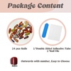 image:imageBABALAL Press On Nails Medium Almond Fake Nails Blue Yellow Brown with Star Polka Dot amp Stripe Swirl Design Y2K Retro Kawaii Glue On Nails for Women and Girls 24PcsFNf40201