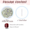 image:imageBABALAL Press On Nails Medium Almond Fake Nails Blue Yellow Brown with Star Polka Dot amp Stripe Swirl Design Y2K Retro Kawaii Glue On Nails for Women and Girls 24PcsFNf40303