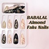 image:imageBABALAL Press On Nails Medium Almond Fake Nails Blue Yellow Brown with Star Polka Dot amp Stripe Swirl Design Y2K Retro Kawaii Glue On Nails for Women and Girls 24PcsFNf408