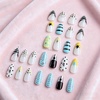 image:imageBABALAL Press On Nails Medium Almond Fake Nails Blue Yellow Brown with Star Polka Dot amp Stripe Swirl Design Y2K Retro Kawaii Glue On Nails for Women and Girls 24PcsFNf40204