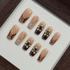 image:imageBABALAL Press On Nails Medium Almond Fake Nails Blue Yellow Brown with Star Polka Dot amp Stripe Swirl Design Y2K Retro Kawaii Glue On Nails for Women and Girls 24PcsFNf404brown
