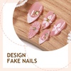 image:imageBABALAL Press On Nails Medium Almond Fake Nails Blue Yellow Brown with Star Polka Dot amp Stripe Swirl Design Y2K Retro Kawaii Glue On Nails for Women and Girls 24PcsFNf40301