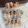 image:imageBABALAL Press On Nails Medium Almond Fake Nails Blue Yellow Brown with Star Polka Dot amp Stripe Swirl Design Y2K Retro Kawaii Glue On Nails for Women and Girls 24PcsFNf404brown