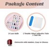 image:imageBABALAL Press On Nails Medium Almond Fake Nails Blue Yellow Brown with Star Polka Dot amp Stripe Swirl Design Y2K Retro Kawaii Glue On Nails for Women and Girls 24PcsFNf40204