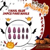 image:imageBABALAL Press On Nails Medium Almond Fake Nails Blue Yellow Brown with Star Polka Dot amp Stripe Swirl Design Y2K Retro Kawaii Glue On Nails for Women and Girls 24PcsFNf430