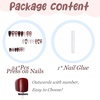 image:imageBABALAL Press On Nails Medium Almond Fake Nails Blue Yellow Brown with Star Polka Dot amp Stripe Swirl Design Y2K Retro Kawaii Glue On Nails for Women and Girls 24PcsFNf40305