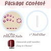 image:imageBABALAL Toe Press On Nails Short Square Black and Gold Fake Toenails 3d Chrome amp Rhinestone Design Glossy Gothic Edgy Pedicure Fake Nails for Women and Girls 24Pcs LuxuryPurple