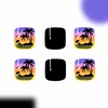 image:imageBABALAL Toe Press On Nails Short Square Black and Gold Fake Toenails 3d Chrome amp Rhinestone Design Glossy Gothic Edgy Pedicure Fake Nails for Women and Girls 24Pcs LuxuryOrange  Purple