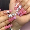 image:imageBABALAL Press On Nails Long Square Fake Nails Pink Brown with 3D Star Rhinestone amp Polka Dot Stripe Design Y2K Retro Cute Glue On Nails for Women and Girls 24PcsFNEB025