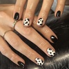 image:imageBABALAL Press On Nails Short Square Fake Nails Pastel Rainbow with Cute Fish Cartoon Design Glossy Fun Summer Beach Glue On Nails for Women and Girls 24PcsP101black