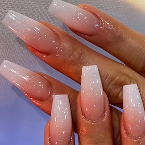 image:imageBABALAL Press On Nails Extra Long Square Fake Nails White French Tip with Black Star amp Silver Rhinestone Chain Design Glossy Y2K Glue On Nails Reusable 24PcsBNB212