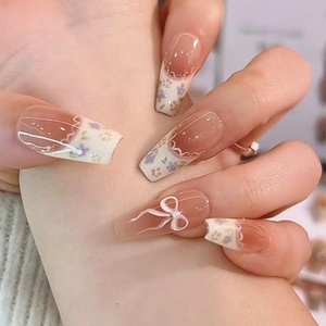 image:imageBABALAL Press On Nails Extra Long Square Fake Nails White French Tip with Black Star amp Silver Rhinestone Chain Design Glossy Y2K Glue On Nails Reusable 24PcsBNB21002