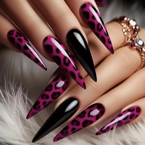 image:imageBABALAL Press On Nails Extra Long Stiletto Fake Nails Black Marble with Gothic Lace amp Y2k Charm Glossy Dark Edgy Glue On Nails for Women and Girls 24PcsANG20403